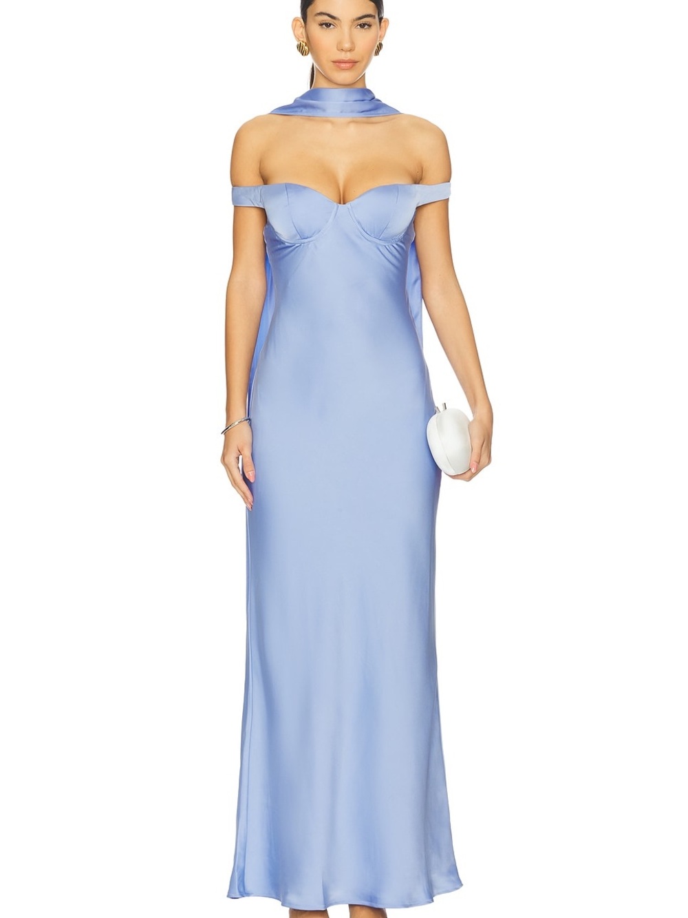 Runaway The Label Raphaella Off Shoulder Maxi Dress Bluebell Size S NWT Flaw